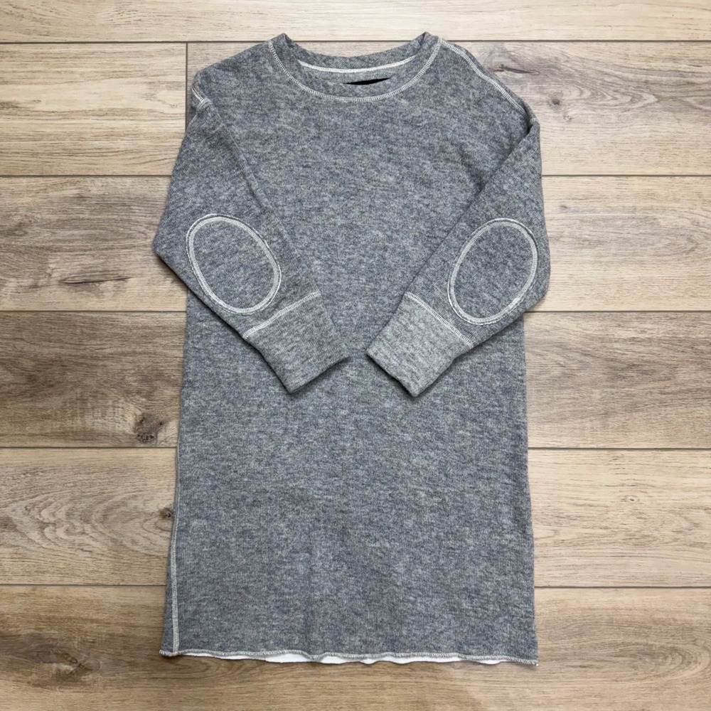 NLST Grey Wool Elbow Patch Sweater Dress F/W15 Double Face‎ Knit minimalist